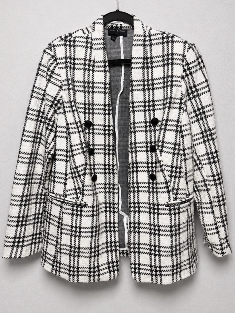Lane Bryant The Bryant Blazer Black & White Plaid Double-Breasted-Size 16